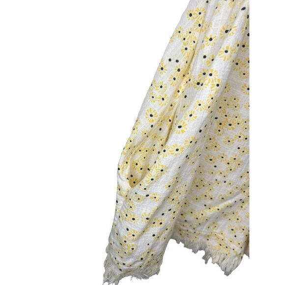 Urban Outfitters Women’s Medium Ditsy Floral Fringe Romper White Yellow - Picture 2 of 6